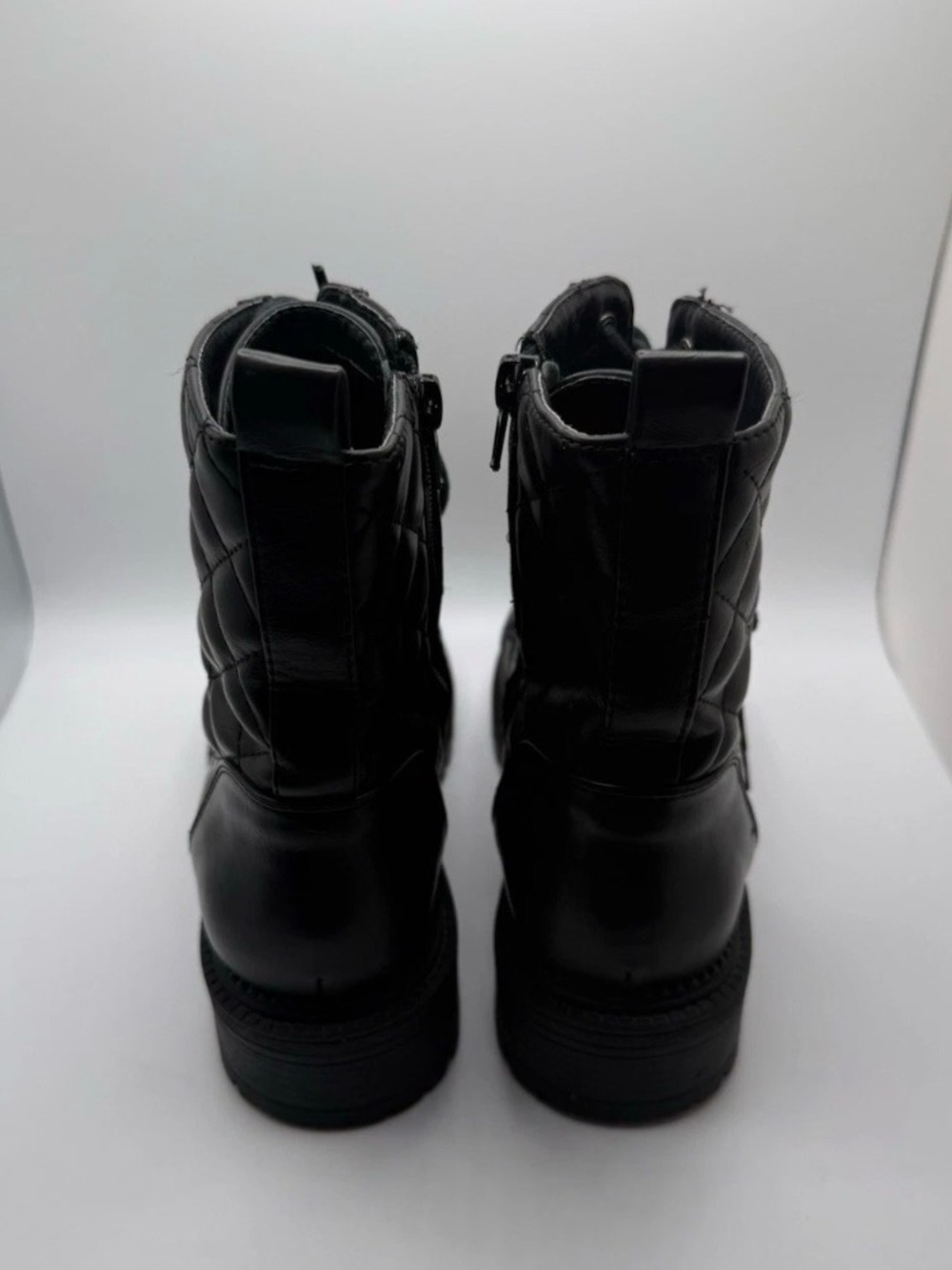 Women's Combat Boots Sz 7.5 Rock & Candy Quilted Black Zip - Picture 7 of 8